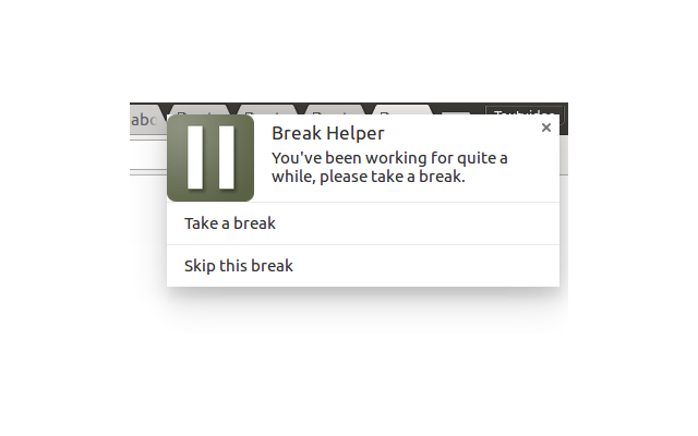 Break Helper's time for a break notification