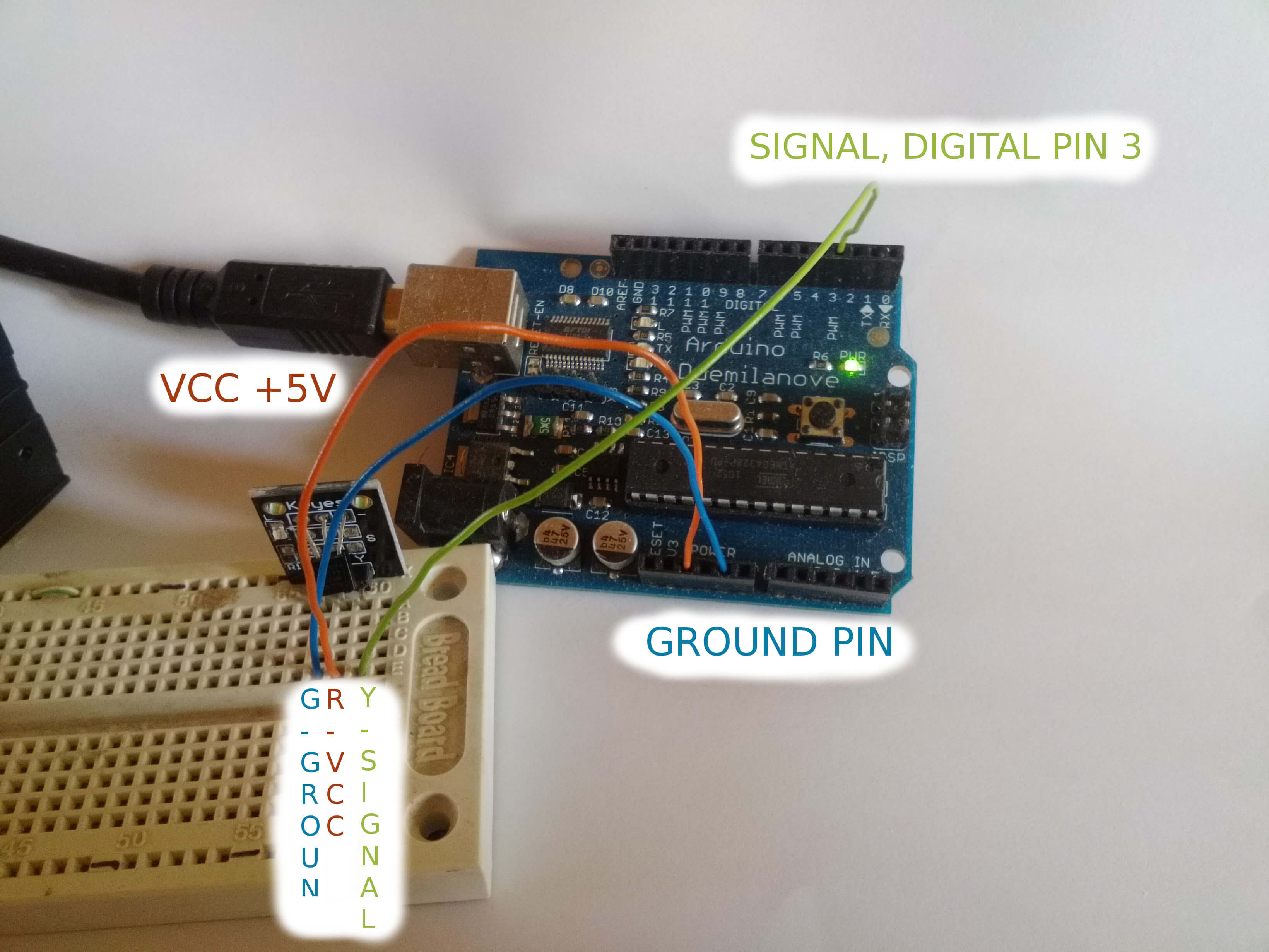 DS18B20 wiring using Arduino