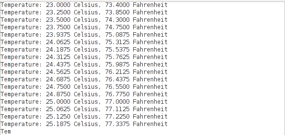 Temperature results